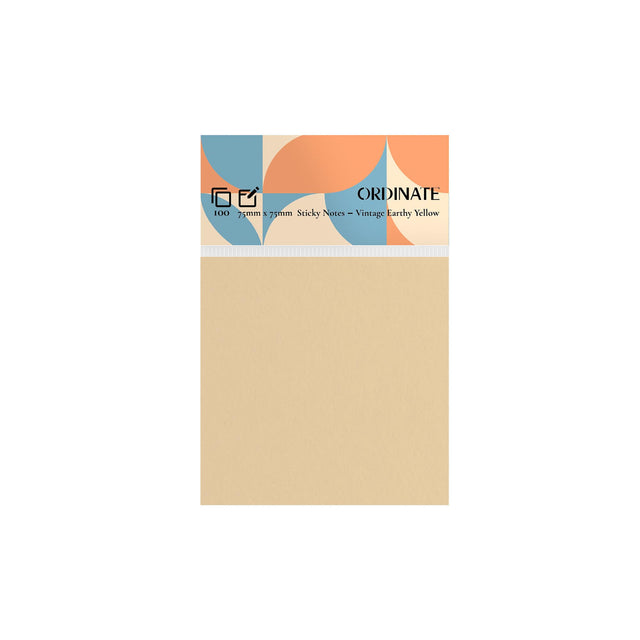 Vintage Earthy Yellow Sticky Notes - 75mm